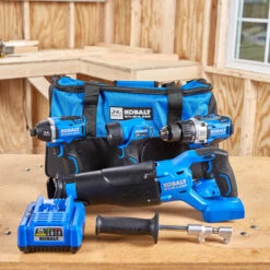 Kobalt 4-Tool 24-Volt Lithium Ion Brushless Power Tool Combo Kit With Soft Case With Battery And Charger -tool 32018714e L