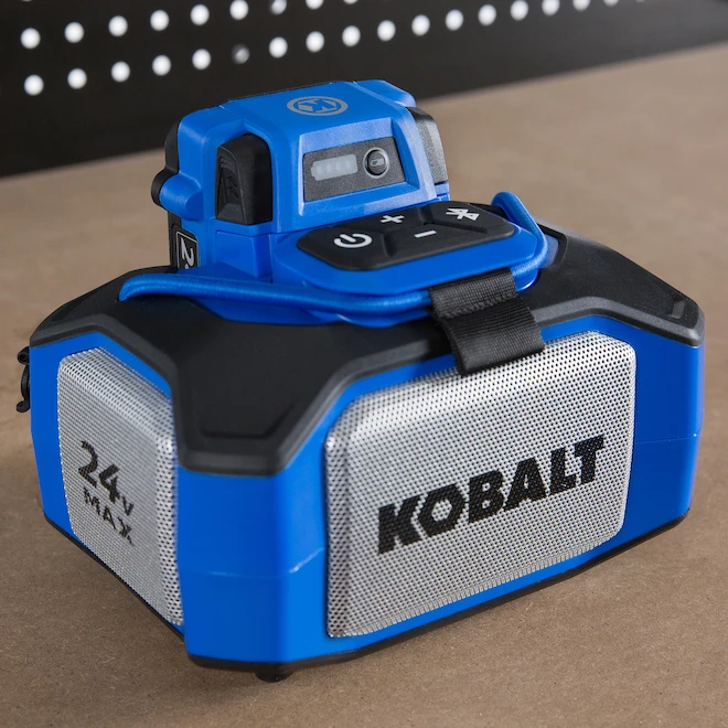 Kobalt 24 V Max Bluetooth Speaker - USB And Auxiliary Ports - Grey And Blue - Bare Tool Without Battery 3 Kobalt 24 V Max Bluetooth Speaker - USB And Auxiliary Ports - Grey And Blue - Bare Tool Without Battery