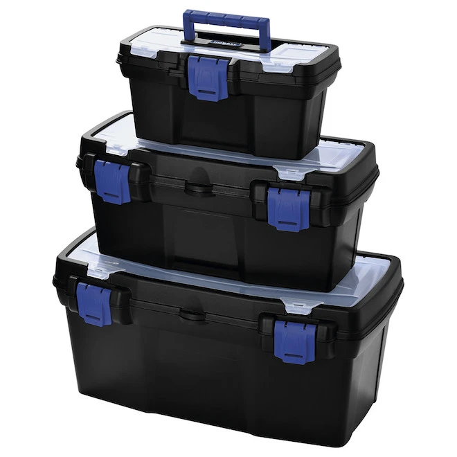Kobalt 3-Pack Black Plastic Stackable Portable Tool Box 3 Kobalt 3-Pack Black Plastic Stackable Portable Tool Box
