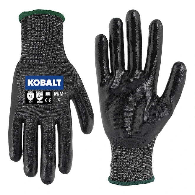 Kobalt Gloves For Men - HPPE - Nitrile Dipped - Medium 3 Kobalt Gloves For Men - HPPE - Nitrile Dipped - Medium